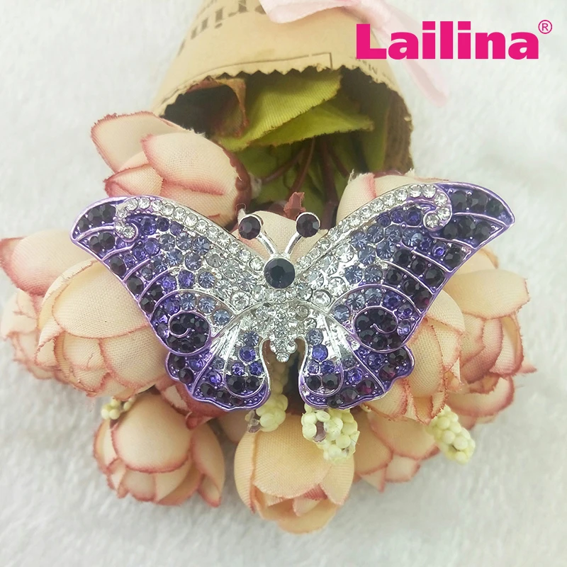 

Vintage elegant 60mm siler tone butterfly shape rhinestone brooches, animal brooch, insect brooch pins women wedding jewelry