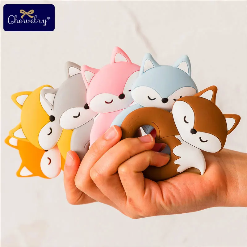 1pcs Baby Silicone Teether Rodent Silicone Fox Pendant Baby Teether Rodent BPA Free Silicone Beads Chew Biter Children Goods Toy