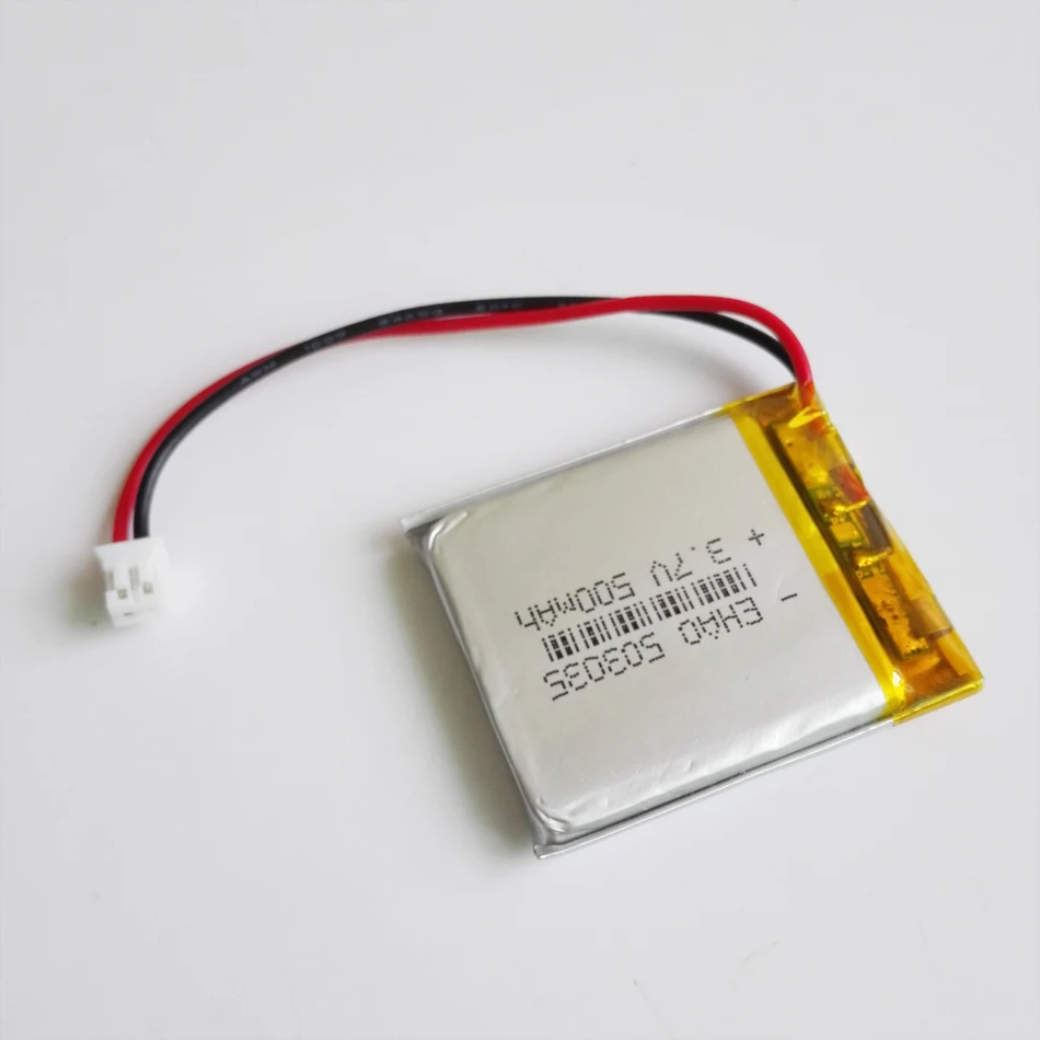 3.7V 500mAh 503035 + JST 1.25mm 2Pin wtyk litowo-polimerowa LiPo akumulator do GPS Bluetooth rejestrator słuchawkowy mp3 mp5