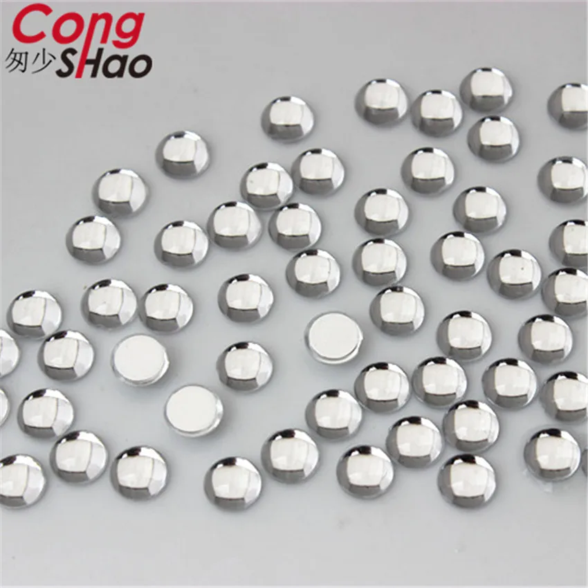 Cong Shao 100pcs 6mm 3D Nail Art Tips AB Clear flatback crystal Acrylic Rhinestone DIY phone not hotfix nails applique ZZ424