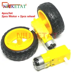 아두이노 스마트 카 로봇 TT 모터 휠 DC3V-6V 모터 130 기어 모터, 3V-6V, TT 모터 2 개, 65mm 휠 모터 2 개, 로트당 4 개