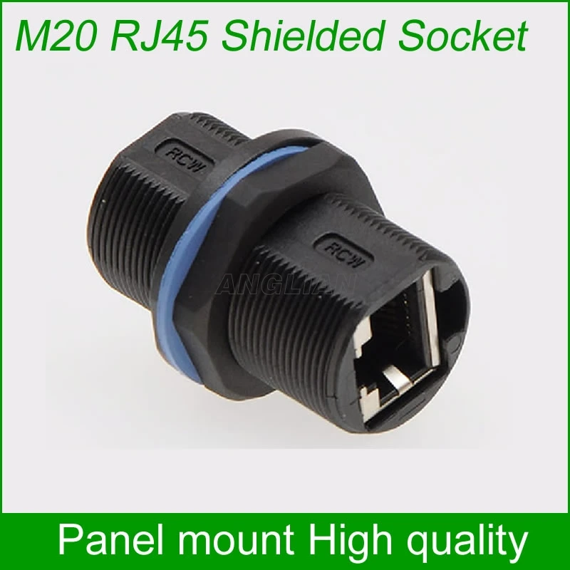 RJ45 Metal shielded Gigabit Ethernet Female socket Straight head M20 Locknut RJ45 Waterproof Gland Connector panel mount joint