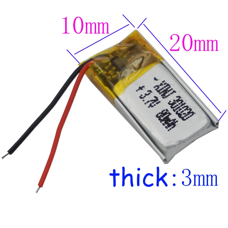 3.7V 80 mAh Lithium Polymer Li Lipo Battery 301020 Cell For MP3 Mp4 Headphones Bluetooth 3D Glasses Record Pen Speaker Headset