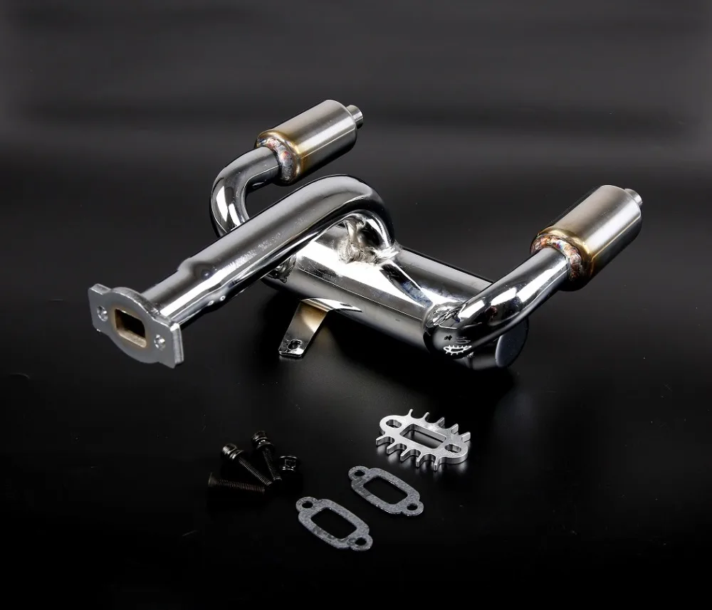 New arrival Double Row with A Silencing Exhaust Pipe for 1/5th RC Gas Model Car/for BAJA ,DDM dual exhaust pipe