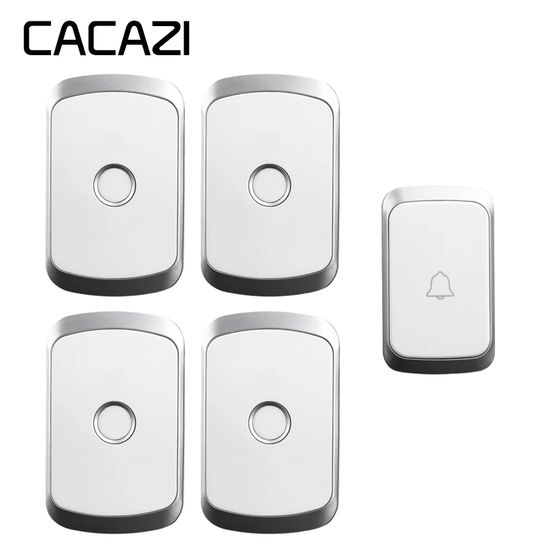 

CACAZI Wireless Doorbell Waterproof 1 Battery Button 4 Receiver 300M Remote LED Home Cordless Bell EU Plug 36 Chimes 4 Volume