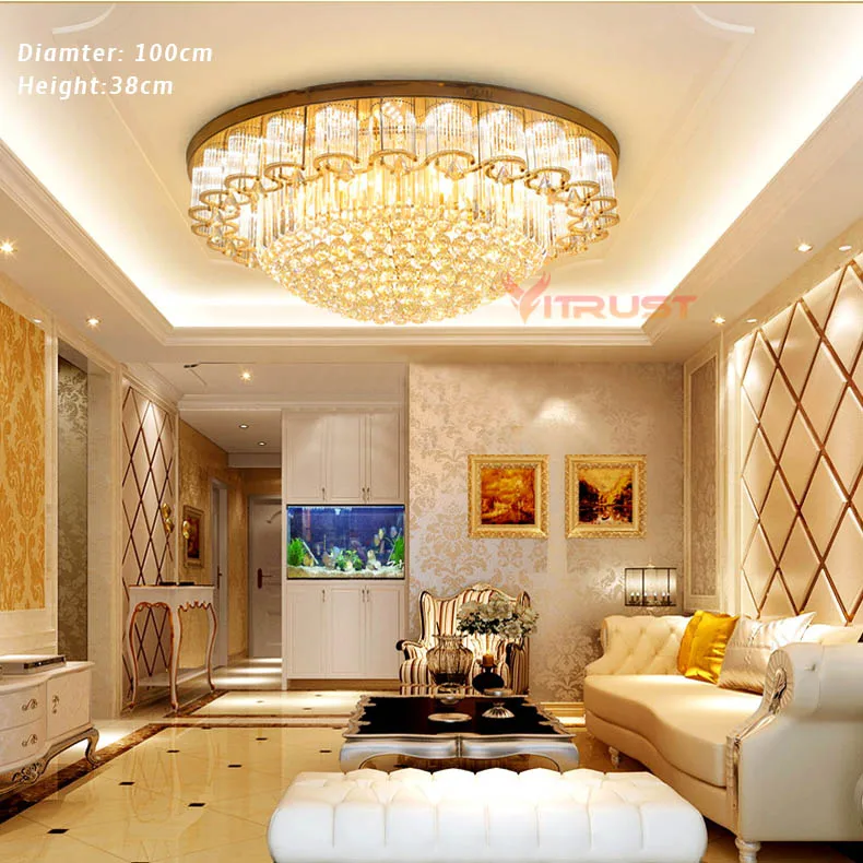 Imagem -03 - Crystal Ceiling Light Fixture Fitting For Foyer k9 Gold Lighting Lustre