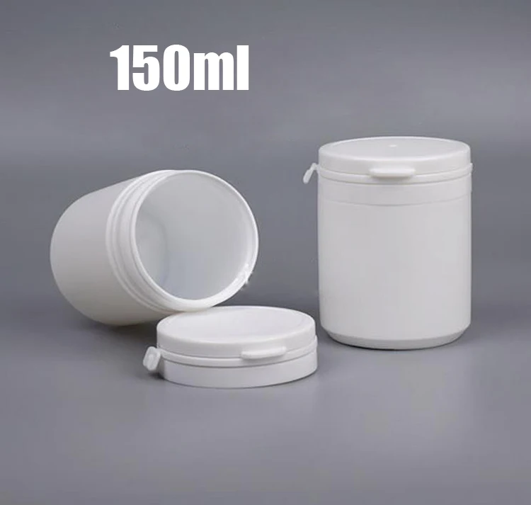 

20pcs 150ml White Color PE Xylitol Bottle, Gum Bottle, Plastic Capsules Container, Packing Bottle with Tearing Ring & Flip Caps