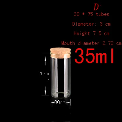 

Capacity 35ml(30*75mm) 100pcs/lot Transparent tube sealing glass bottle vows,lass bottles with corks, glass vials with cork