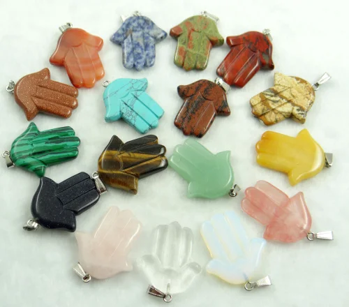 

Wholesale 6Pcs Latest styles Natural stone pendants charms hand opal Agates Roses Quartz Malay jades for diy jewelry