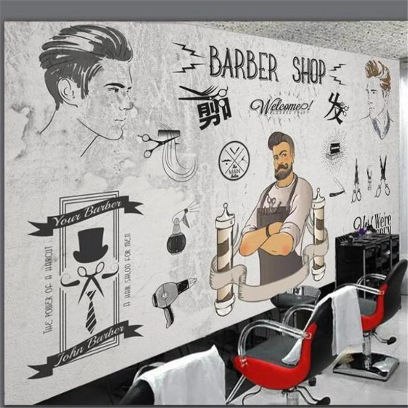 

wellyu papel parede Custom wallpaper European style barber shop background fashion papier peint photo wallpaper behang