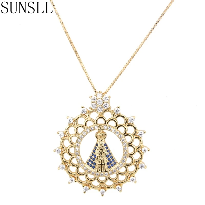 SUNSLL New Arrival Delicate Round Pure White AAA Cubic Zirconia Bridal Wedding Pendant Necklace Jewelry for Women Anniversary