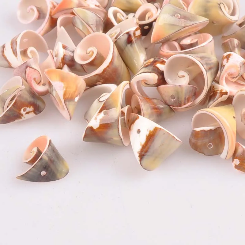 10-19mm Natural Light Spiral Shell Spacer beads for DIY jewelry making 25pcs one hole TRS0245X