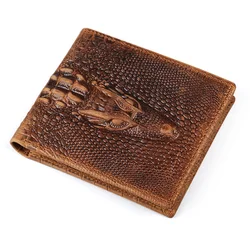 Ruil 2018 New Men Wallet Retro Casual Crocodile Shape Genuine Cowhide Leather Short Buckle Wallets Coin Purse Cards Holder