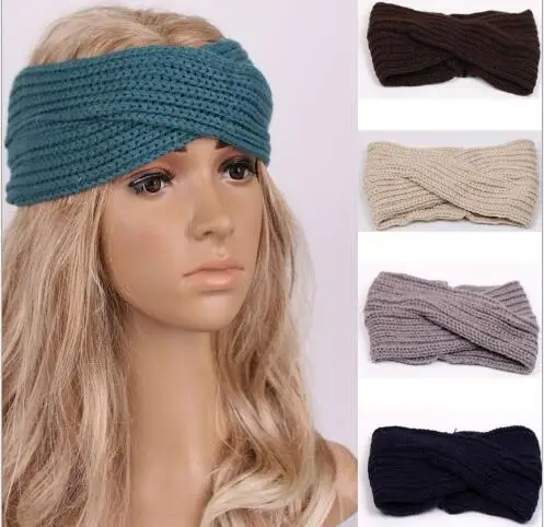 2016 Women Cross Head Wrap Ear Warmer Hair Accessories Hair Band Girl Knitted Headband Winter Warm Twist Crochet Headwear