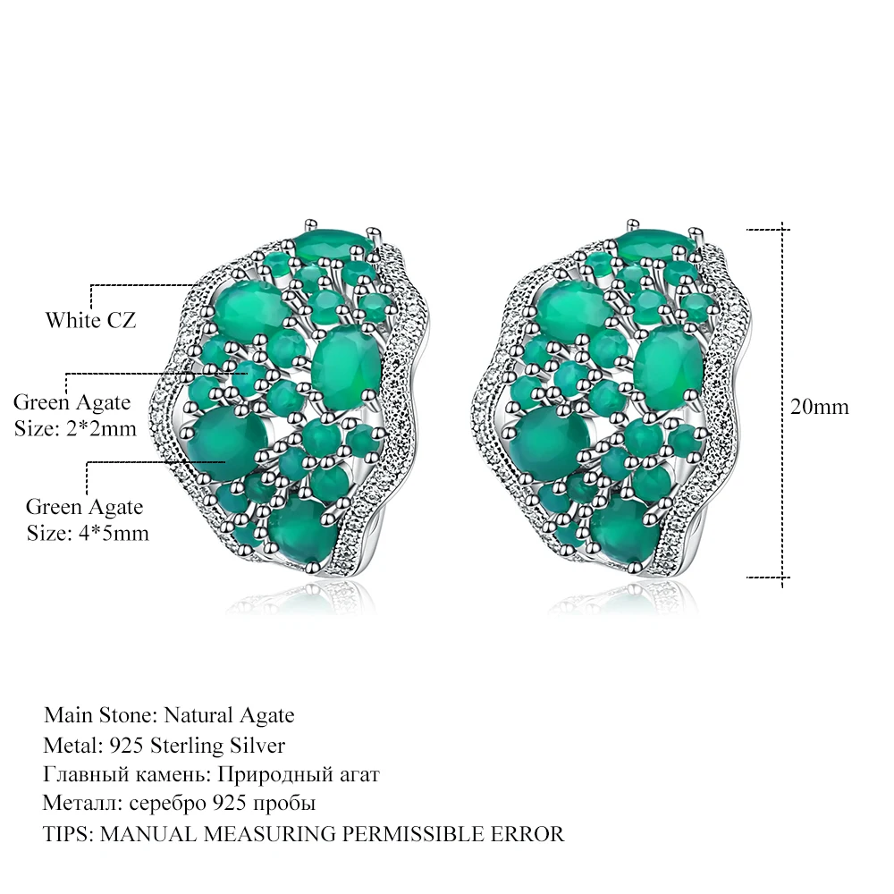 Gem\'s Ballet 9.54Ct Natural Green Agate Vintage Earrings 925 Sterling Silver Gemstone Stud Earrings For Women Fine Jewelry