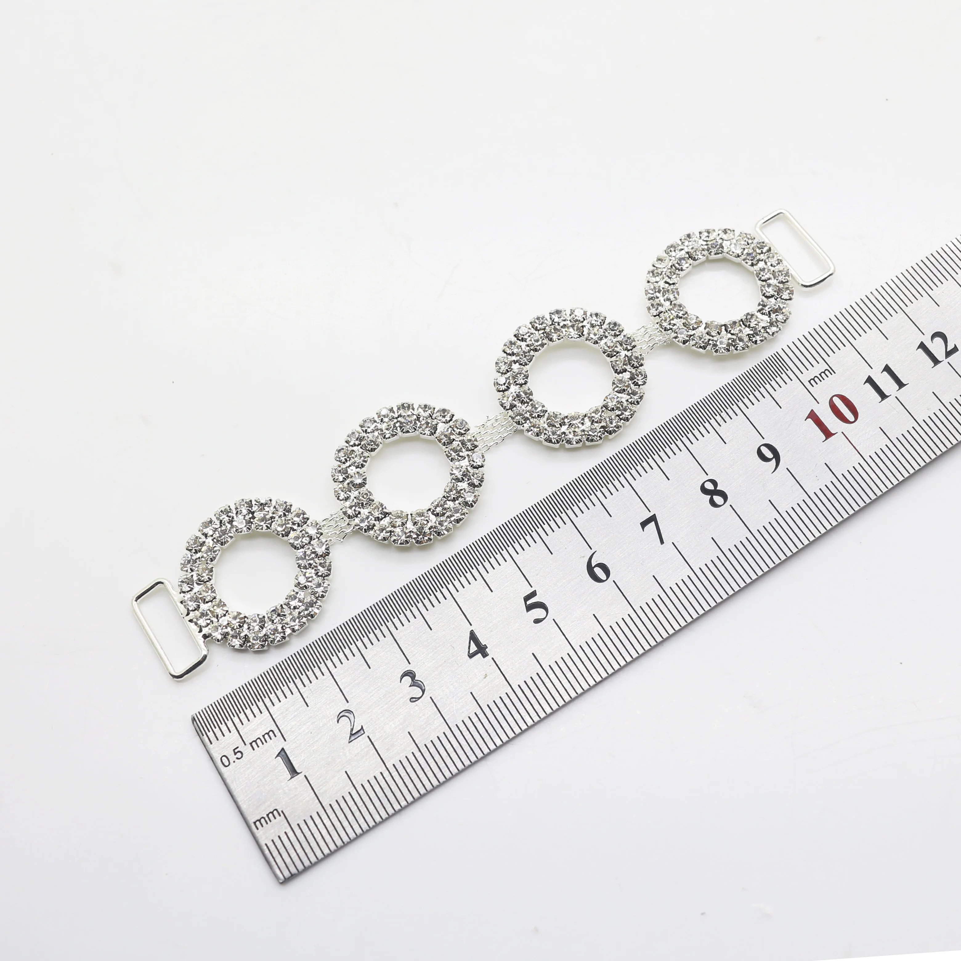 LKERAN 10pc/pack 4 Style Round crystal Rhinestone chain bikini connectors buckle for For clothing/Beachwear/Wedding Decor