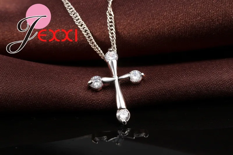 Big Sale Europe Cross Pendant Necklace Women Girl Jewelry Gift Cubic Zircon 925 Sterling Silver Wholesale Top Quality