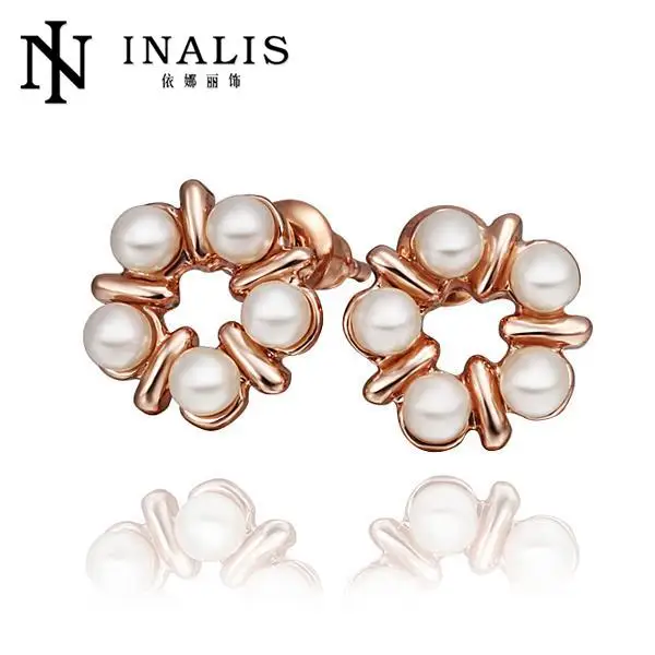 INALIS Cute Fashion Asymmetric Flowers Earrings Charming Enamel Stud Earrings For Women Flower Crystal Earring Jewelry E670