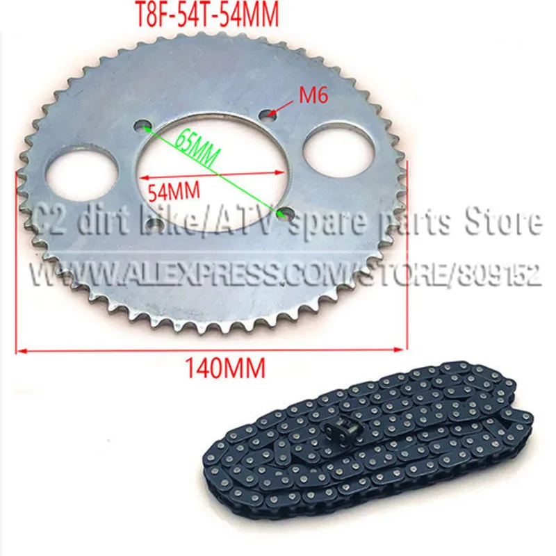 47cc 49cc T8F chain 136 Links and 38 54 74 teeth Chain plate sprocket for mini moto atv quad 2 stroke engine parts accessories