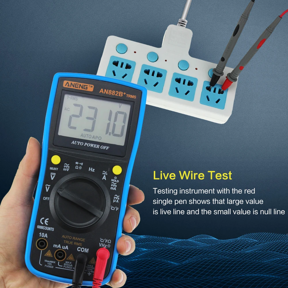 AN882B+ TURE RMS Digital Multimeter Auto NCV AC DC Auto LCR Volt  Meter Tester Temprature Continuity Tester Diode measurement