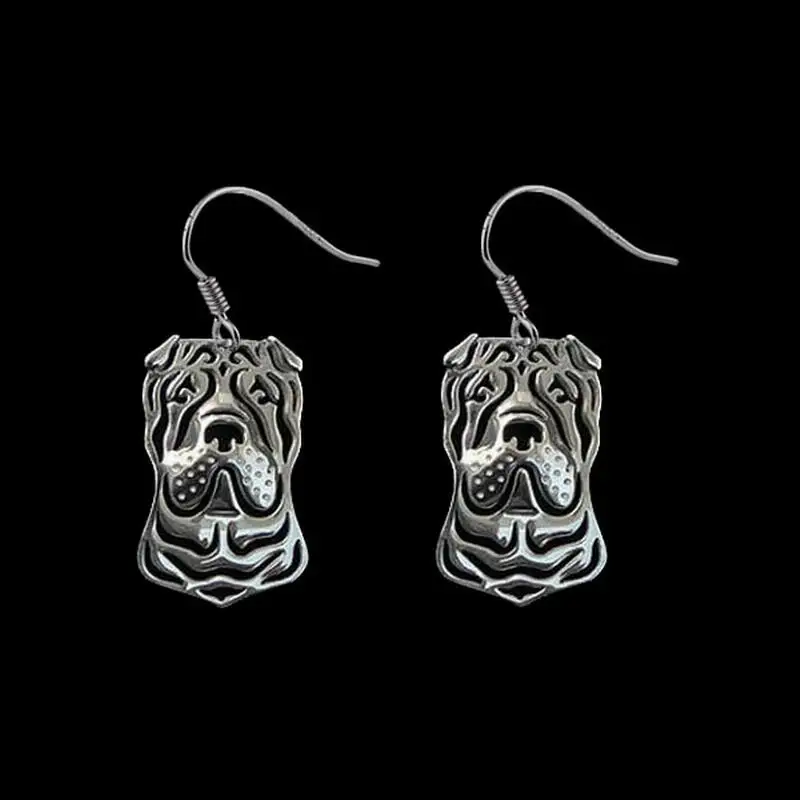 Fashion Alloy Chinese Shar Pei Dog Earrings Women Jewelry Metal Animal Earrings