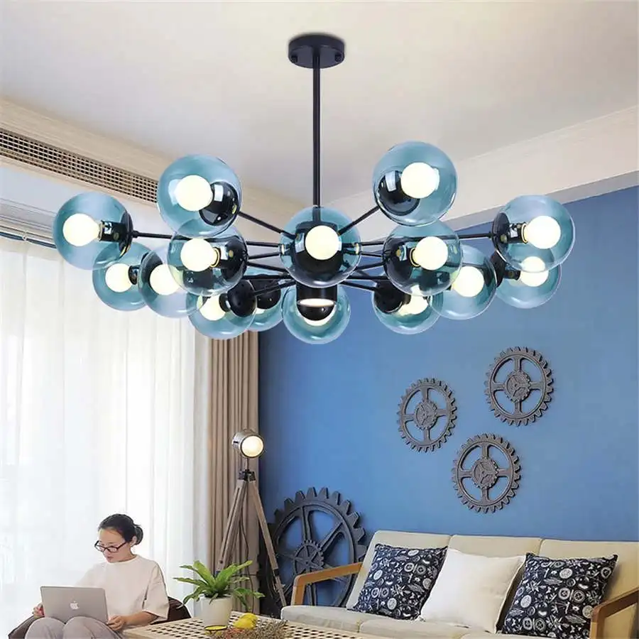 nordic molecules glass chandelier lighting Magic Beans modern led chandeliers for living room hotel hall hanging light fixtures