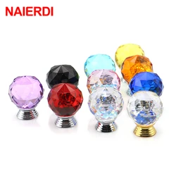 NAIERDI 30mm Colorful Crystal Glass Knobs Cabinet Handles Crystal Ball Cupboard Pulls Drawer Knobs Kitchen Furniture Handle