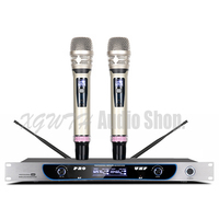 UHF 2 Channels Handheld Wireless Microphone System Cordless Mic Professional for Karaoke Singing Party Club School