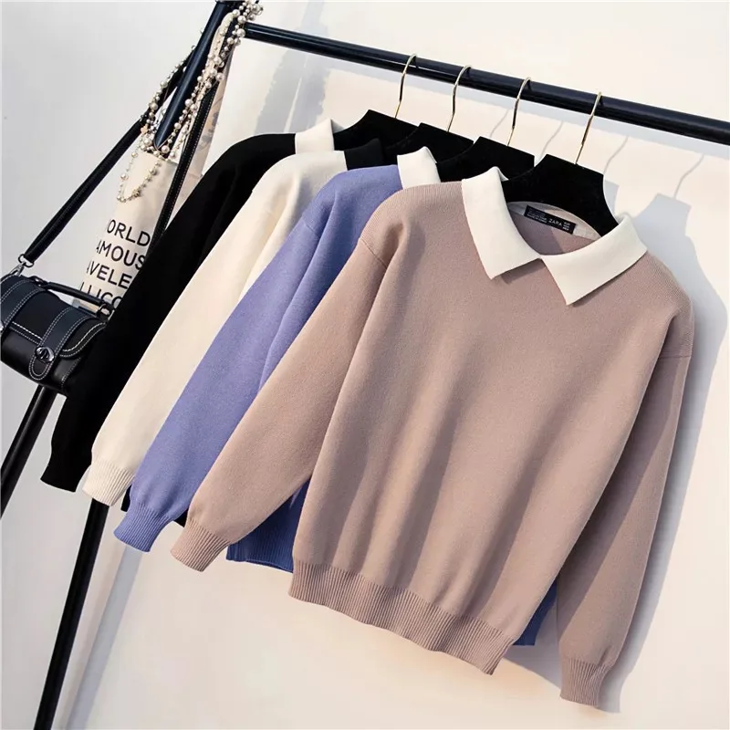 Marwin New-Coming Winter Korean Wild White Turn-Down Collar Pullovers Women Sweater Long Sleeve Slim Fit Knittted Preppy Kintwea