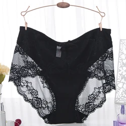 Plus Size Women Panties with High Waist Underwear Ladies Big Size Briefs Large Size Transparent Sexy Lace Panties Female 4XL