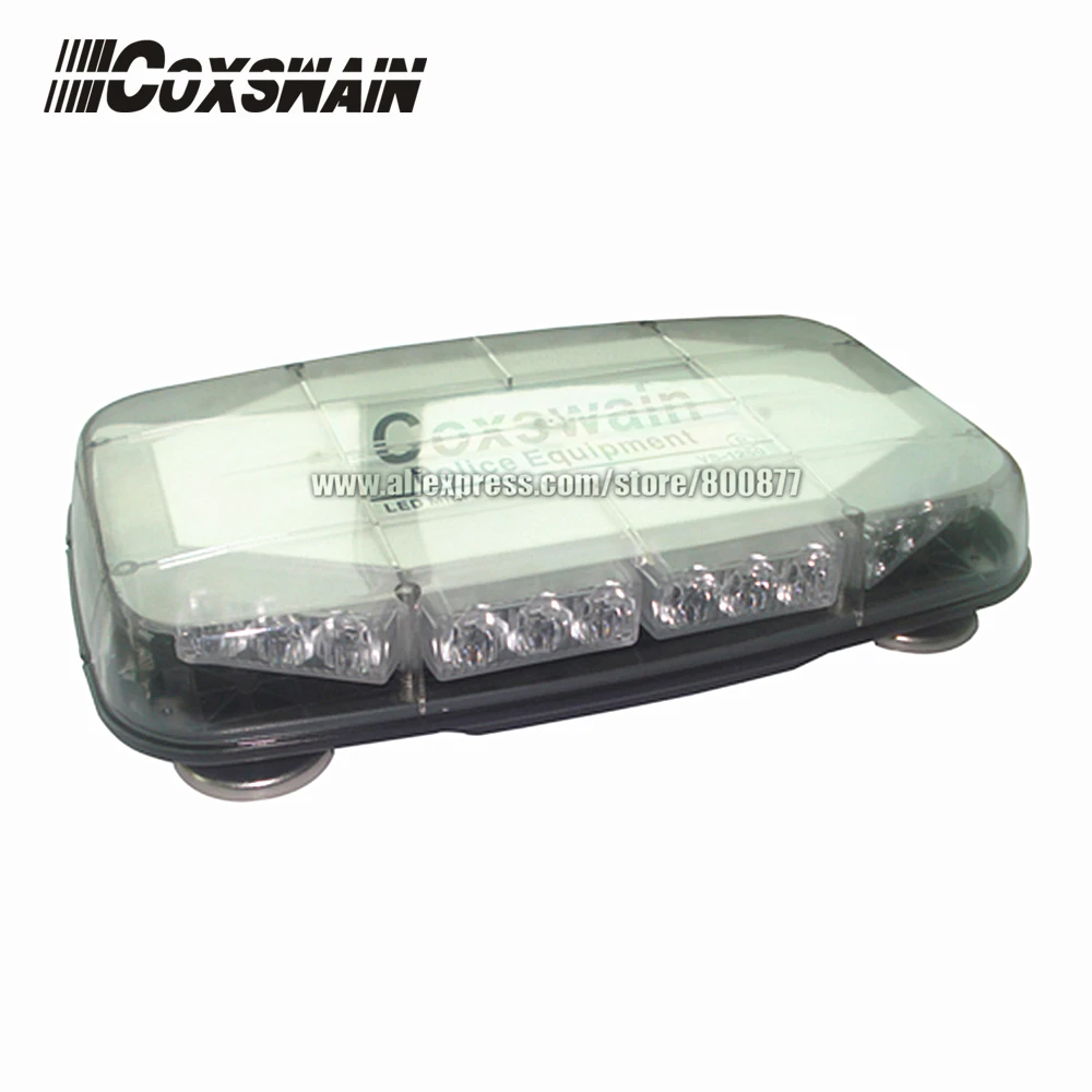 

VS-1250 Coxswain LED warning Mini lightbar, 30 * 1W LED, Cigarette plug, 18 flash patten, Strong Magnetic base, warterproof