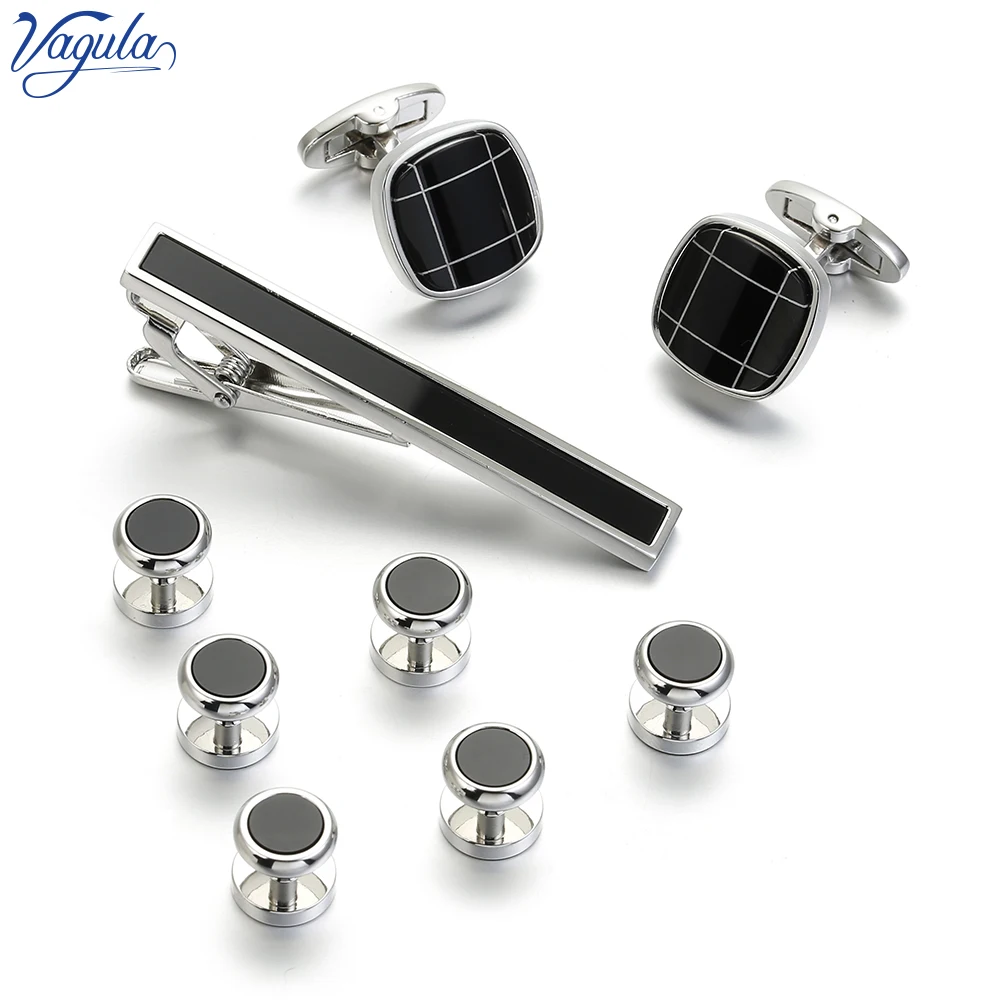 

VAGULA New Selling 9PCS Cuff links Tie Clip Collar Stud Spinki Tuxedo Gemelos Cufflinks Tie bar pin Wedding Gift 101