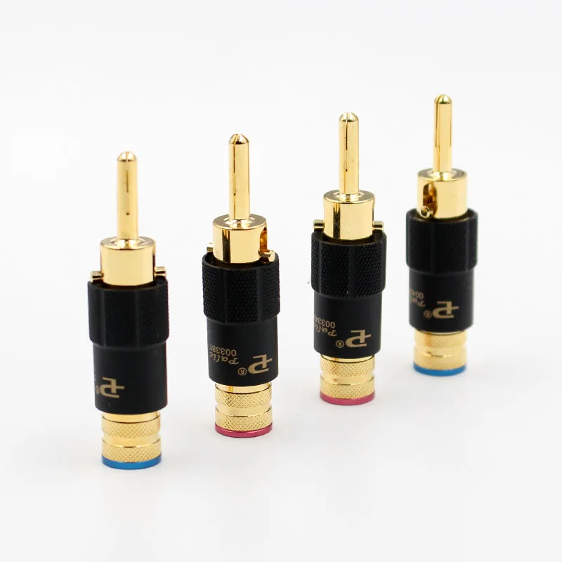 Hi-End 4pcs gold Plated Hifi Audio Banana Speaker Plug connectors Screw Lock 10mm Cable Wire