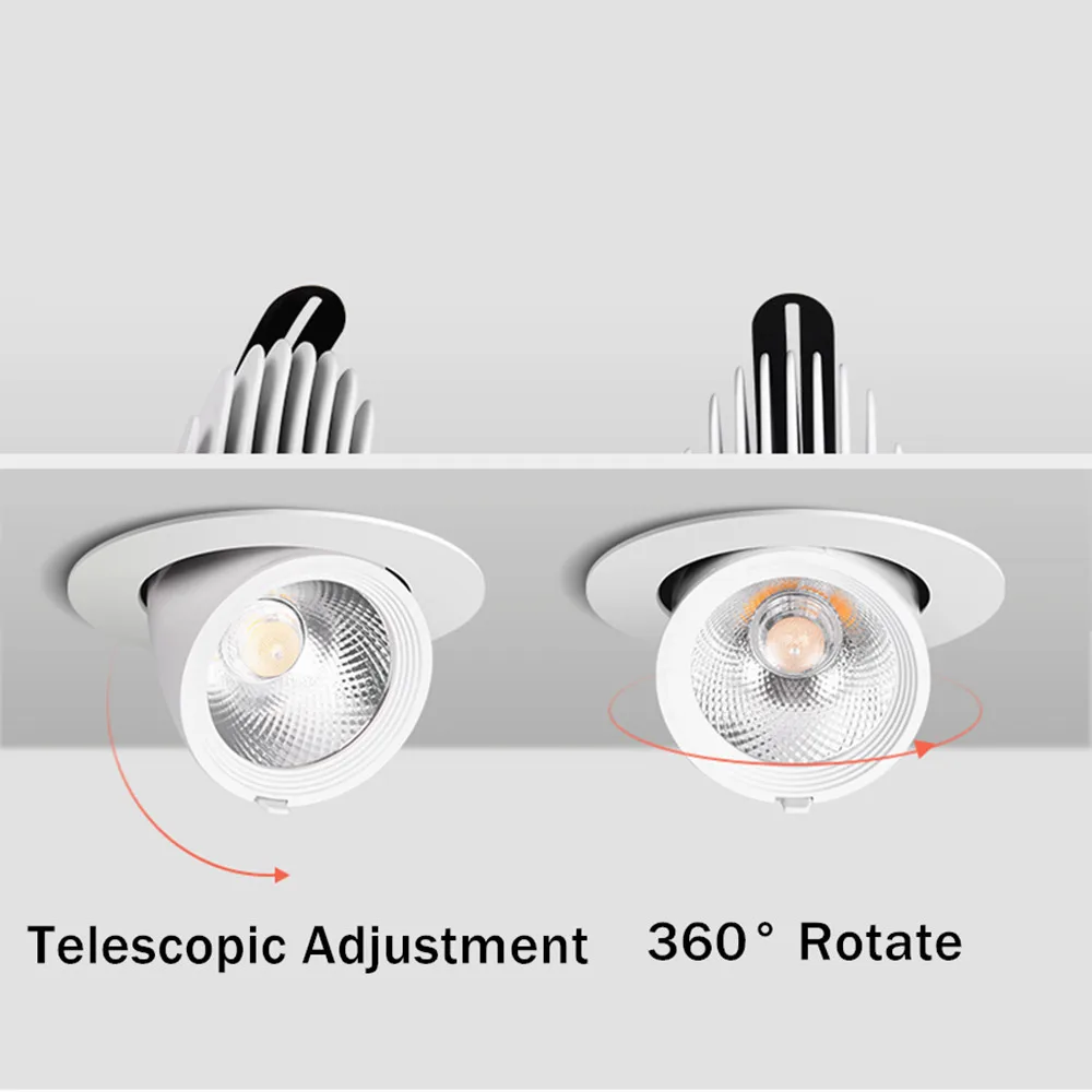 Luminária led com regulagem de rotação 360, luminária de teto embutida, ajustável, para sala de estar, sala de estar