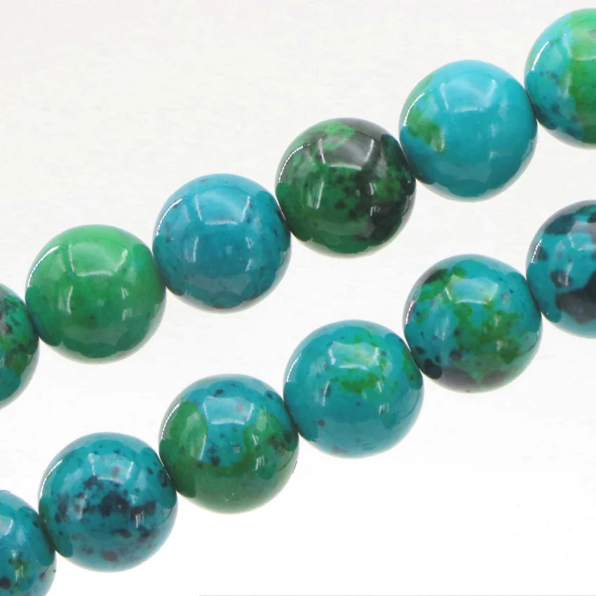 WUBIANLU 6-14mm Malachite Azurite Chrysocolla Round Loose Beads For Jewelry Making Fashion DIY Chalcedony Floating Charms Lot