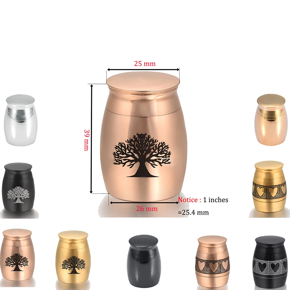 Stainless steel Tree of Life&Love Heart Cremation Urns Token Memorial Ashes Keepsake Stainless steel Funeral Casket