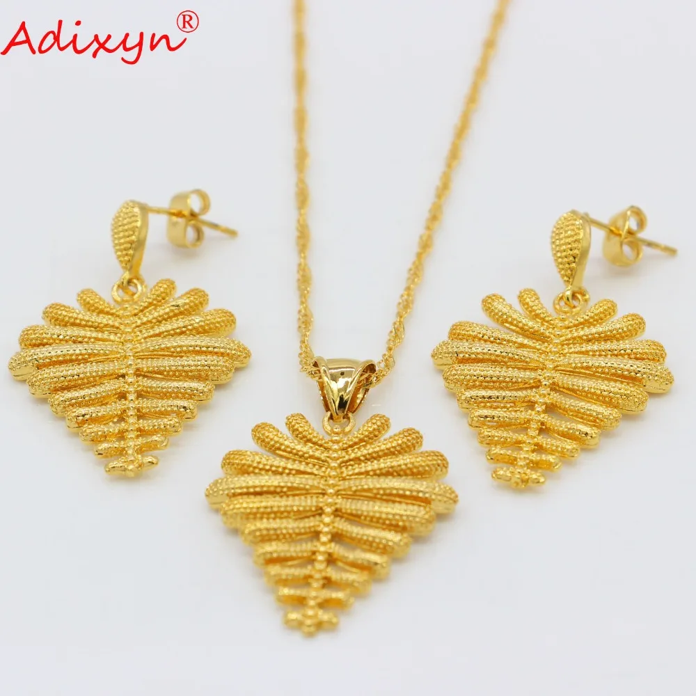 

Adixyn TREE Earrings/Necklaces/Pendant Jewelry sets for Women Gold Color African/Hawaii Island Marshall Jewellery Gifts N09056