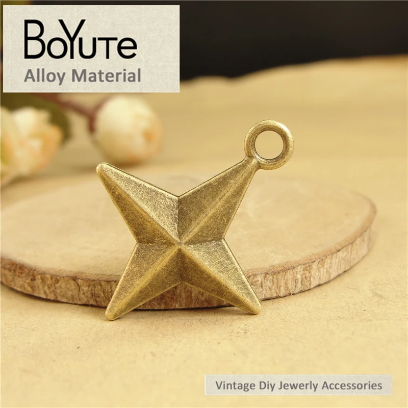 BoYuTe (40 Pieces/Lot) 28*36MM Star Pendant Charms Antique Brozne Plated Zinc Alloy Diy Pendants for Jewelry Accessories Parts