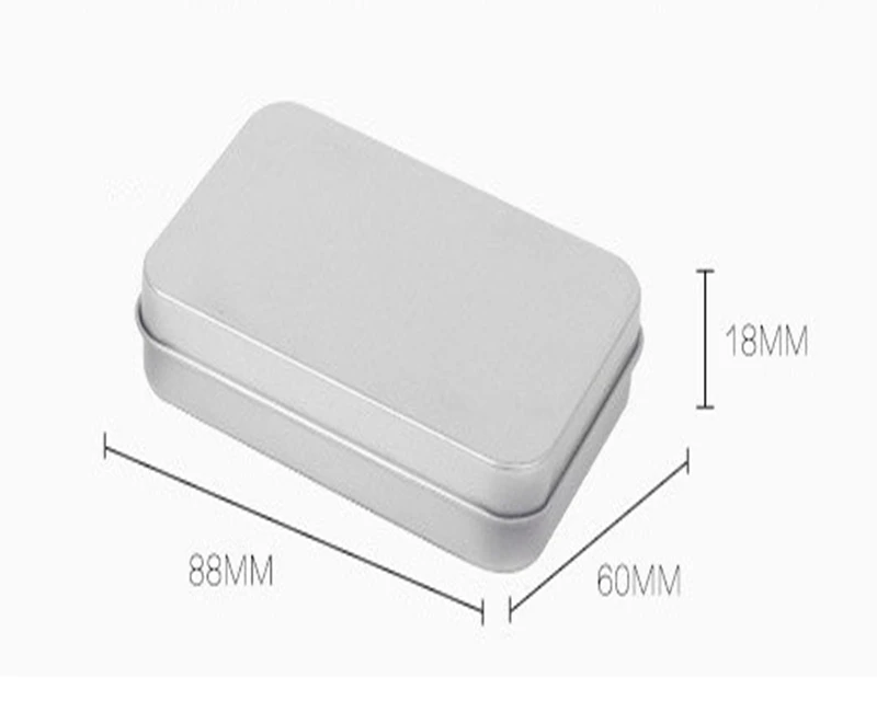 

600pcs/lot 88x60x18mm Metal Rectangle Tin box iron tea candy USB storage box case Gift Boxes Silver