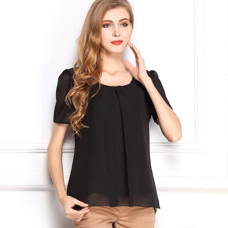 2022 Fashion Candy Color Women Blouses Shirts Short Sleeve Chiffon Blouse Casual lady Shirt Top blusas femininas S-3XL