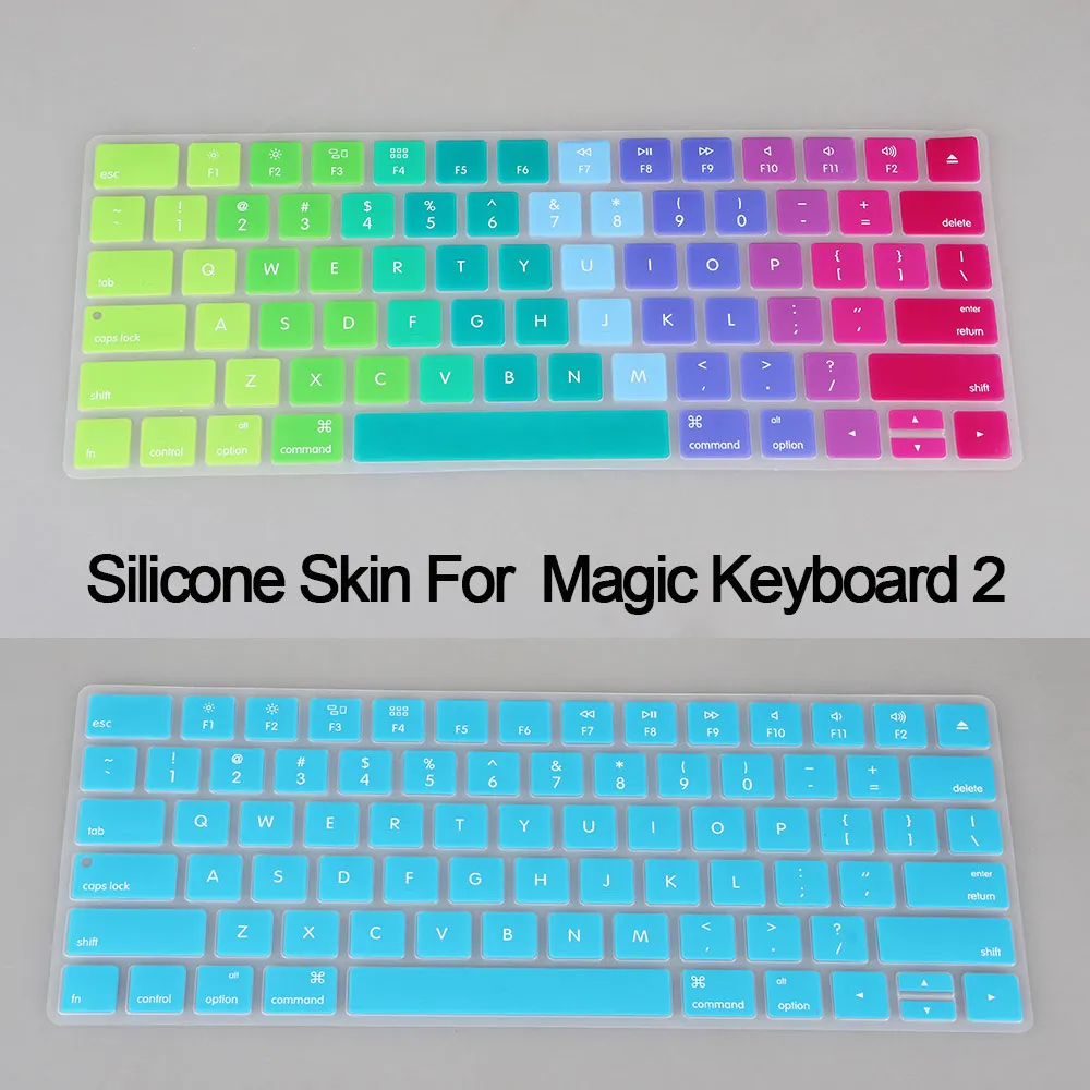 ซิลิโคนตัวอักษรภาษาอังกฤษแผ่นครอบแป้นพิมพ์ Protector ผิวสำหรับ Apple เมจิกคีย์บอร์ด2 MLA22B/A
