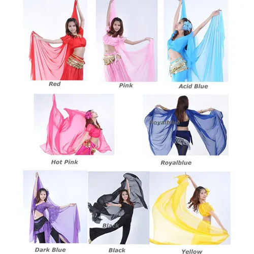 Imagen 2 del producto Pañuelo de gasa para danza del vientre para mujer, chal grande de 2019x240 CM, adorno dorado, oferta Popular, 120