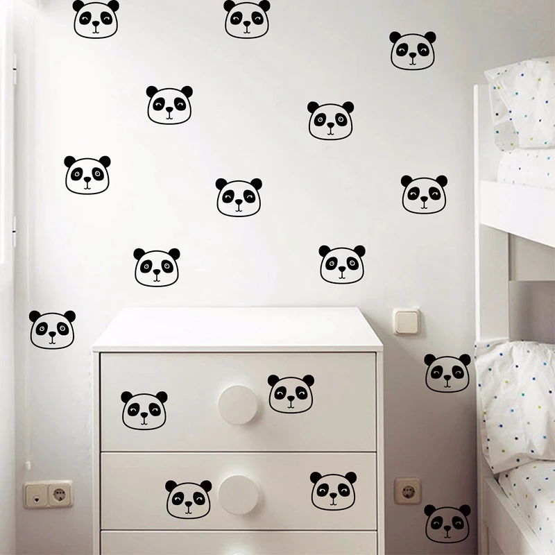 Panda Wall Decals Nursery Decor , Cute Panda Face Vinyl Wall Sticker For Kids Room Wall Art Decoration