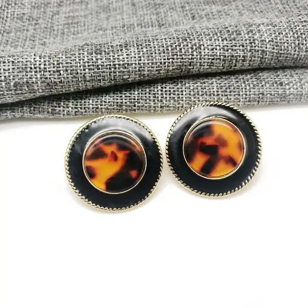 Round Pearl Black Enamel Cute Fashion Clip Earrings Statement Ear Jewelry For Women