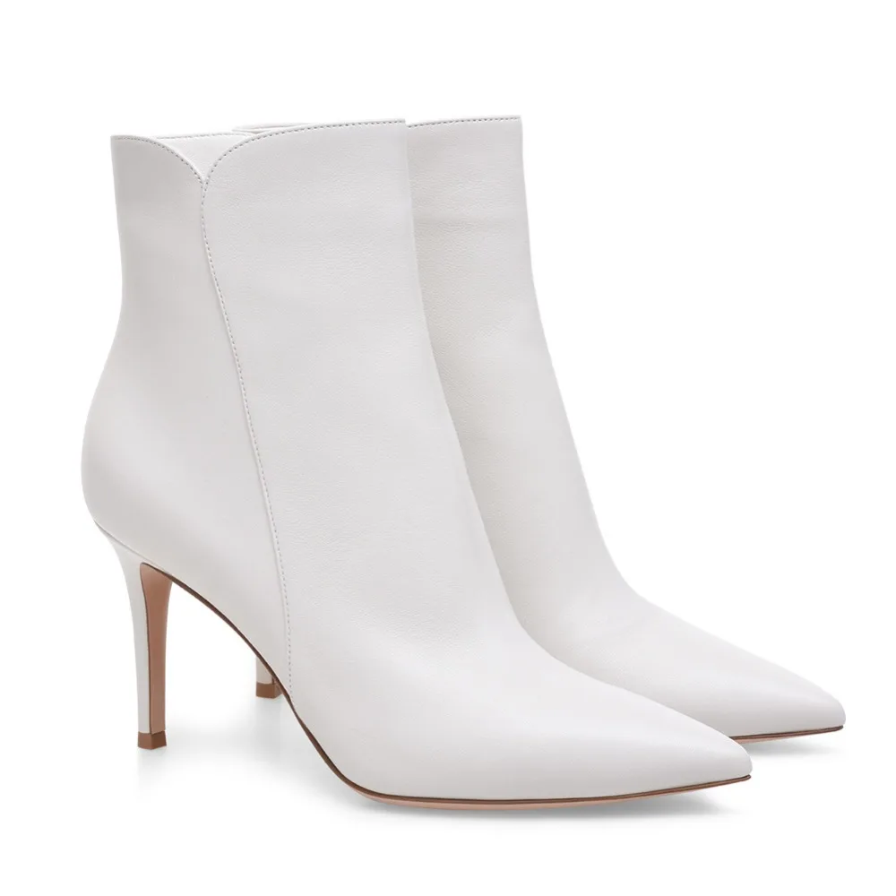 Winter High Heel Ankle Bootie Women Plus Big Size Bootie Daily Shoes Pointed Toe Pumps Black White Red Grey Brown
