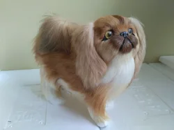 simulation pekingese dog furs model large 19x8x16cm polyethylene&furs handicraft home decoration gift a2226