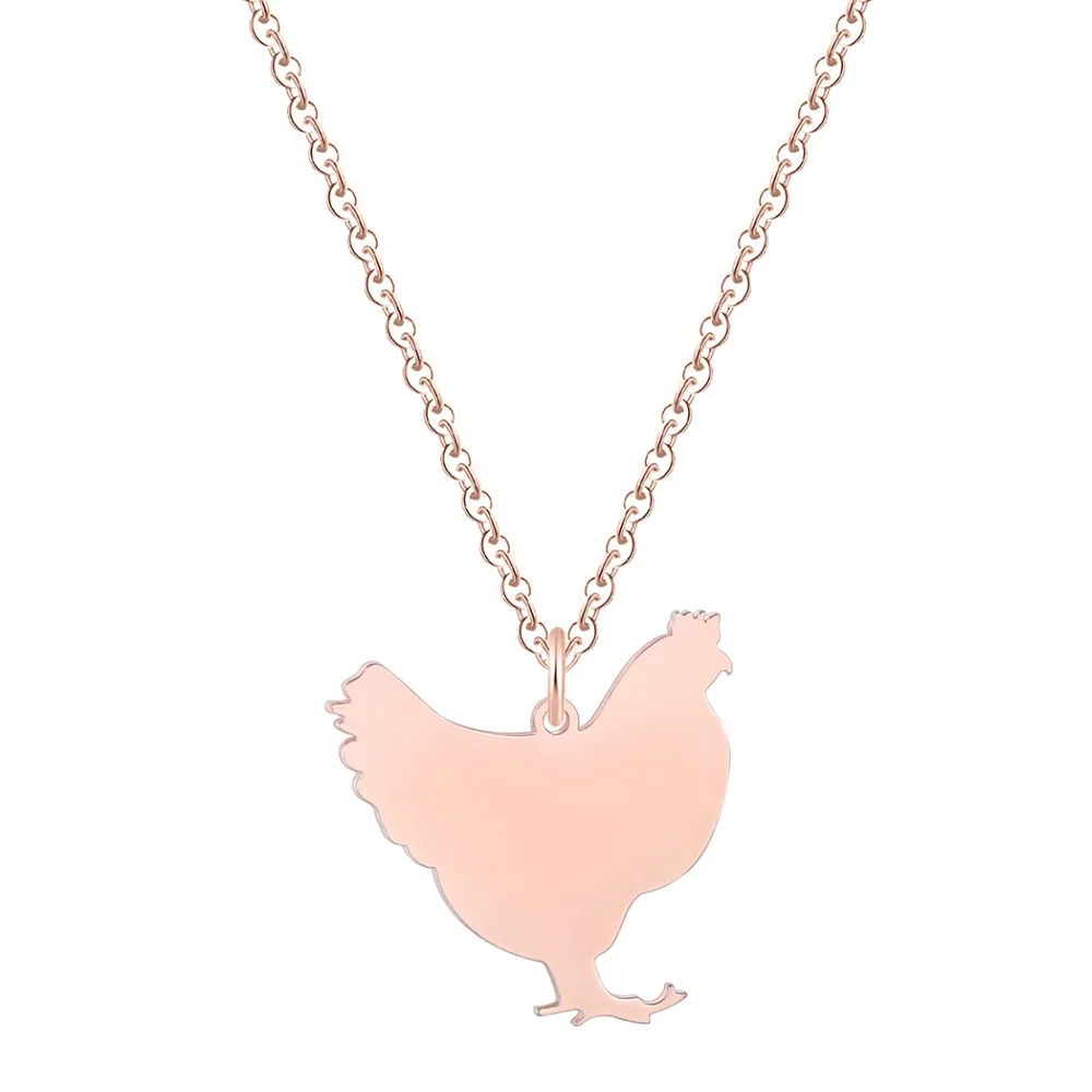 Todorova Rose Gold Color Lovely Chicken Pendant Hen Poultry Animal Necklace Women Men Stainless Steel Trendy Jewelry