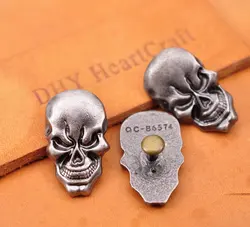 10X Heavy Antique Silver Rock Punk Motocycle Skull Skeleton Leathercraft Accessories Hardware CONCHOS Rivetback