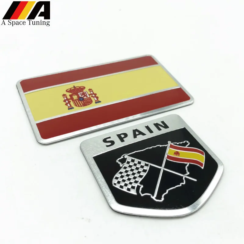 Car Styling 3D Aluminum Spain Flag National Flag Shield Emblem Badge Motorcycle Accessories  for Seat Leon Ibiza Ford Citroen VW