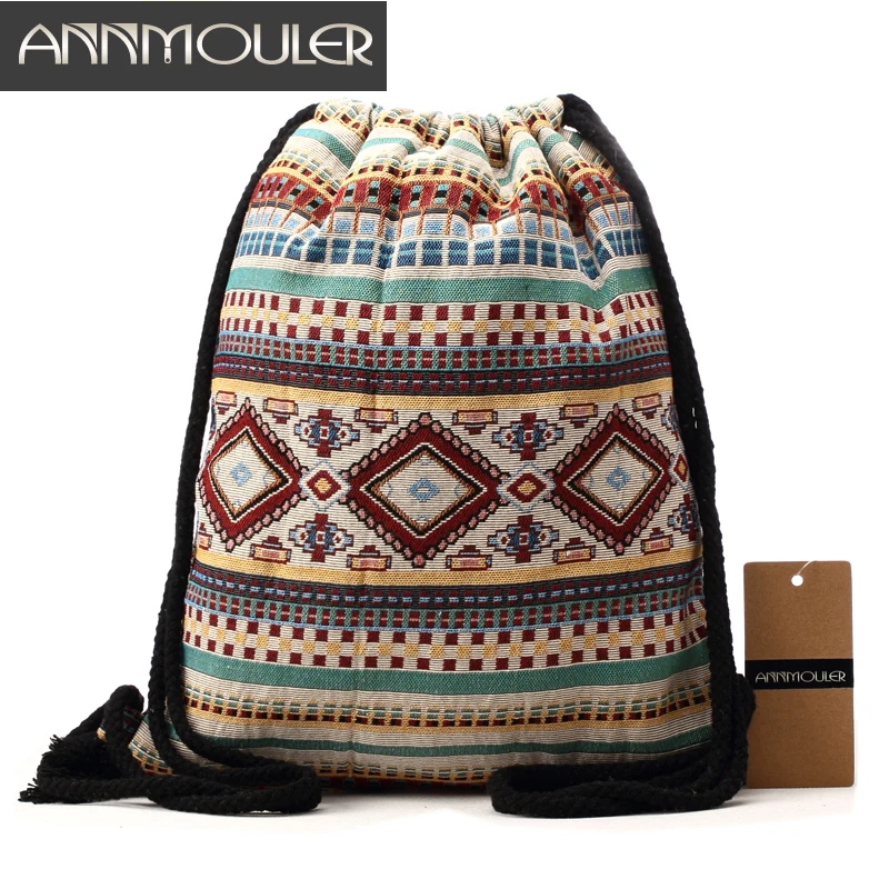 Annmouler – sac à dos Vintage pour femmes, sac à bandoulière en toile de marque, sac à ficelle de Style bohémien, sac de rangement de voyage, sac